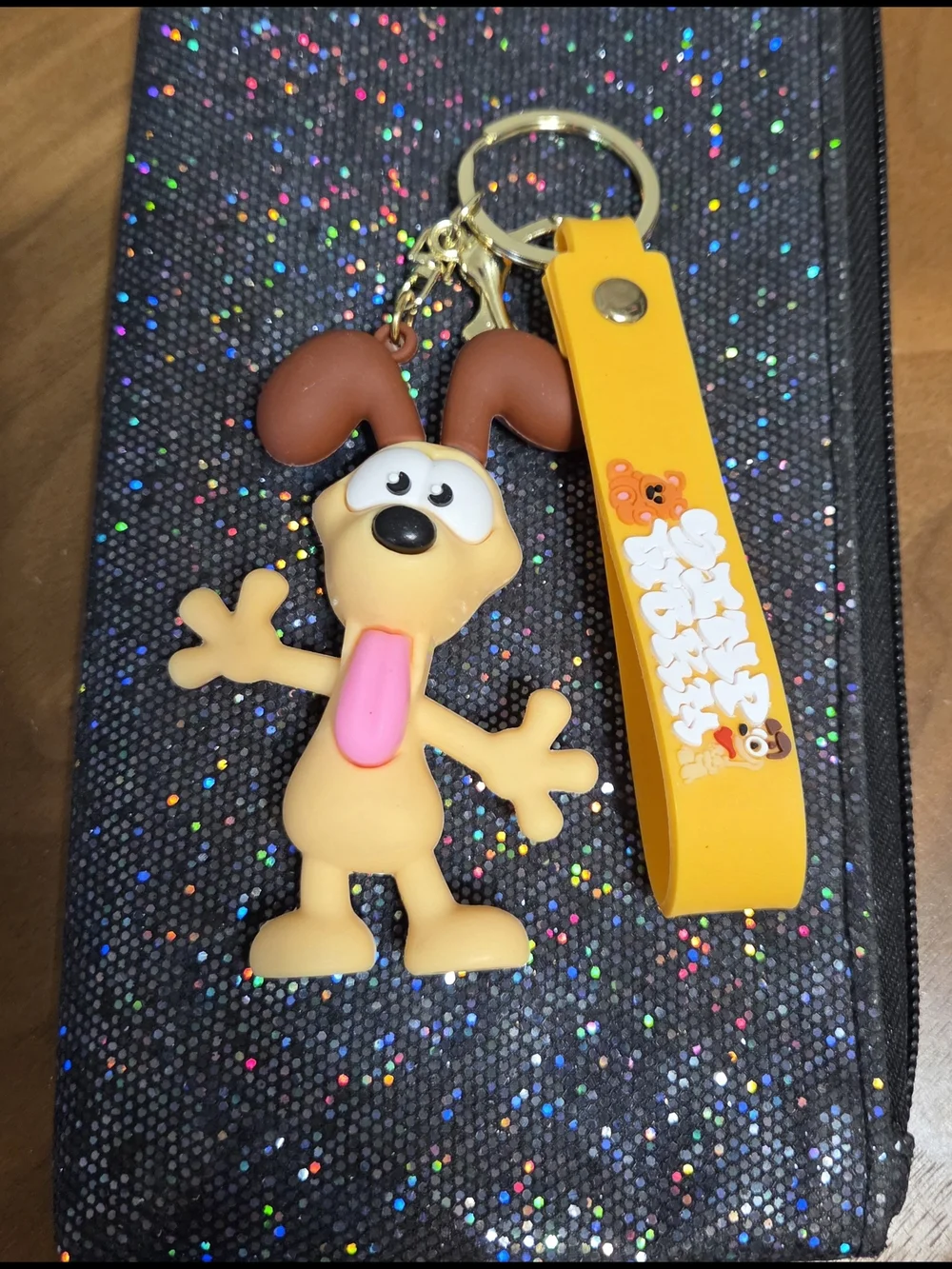 Yellow Dog Keychain with Cartoon Puppy Charm